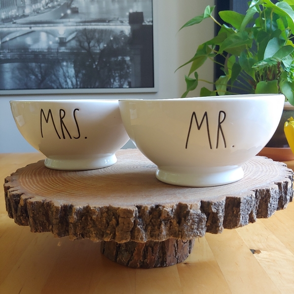 Rae Dunn Mr Mrs Cereal Soup Bowls Set Wedding - Picture 10 of 10
